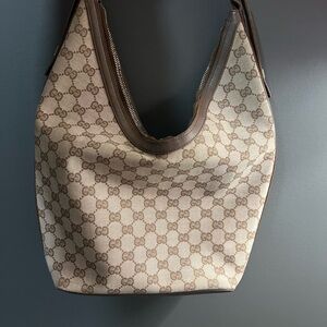 Gucci Beige and Brown Hobo Bag